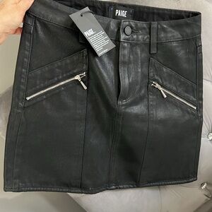 Paige “Aiden” High Rise Onyx Black coated Mini Skirt